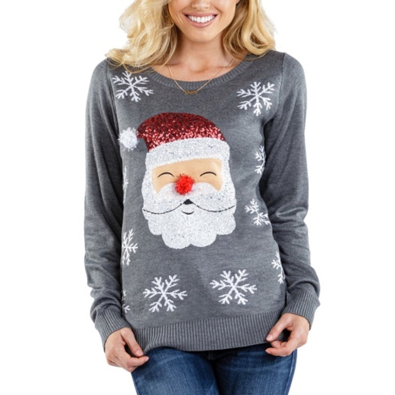 Tipsy Elves - Womens Red Nose Santa Sweater