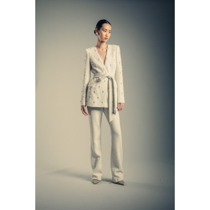 Badgley Mischka - Womens Beaded Tie Waist Jkt