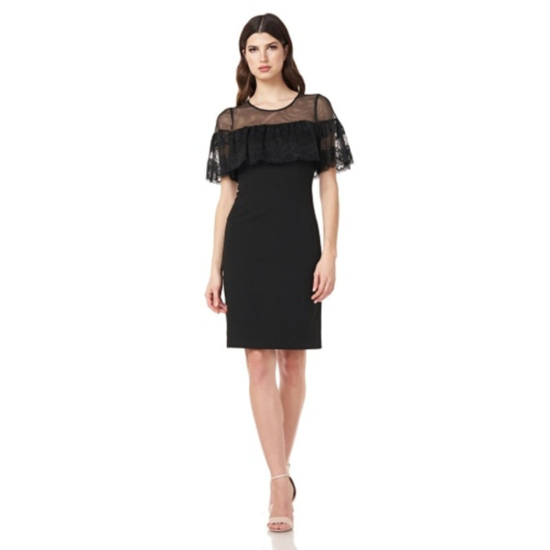 JS Collections - Womens Cocktail Dress with Lace Trim