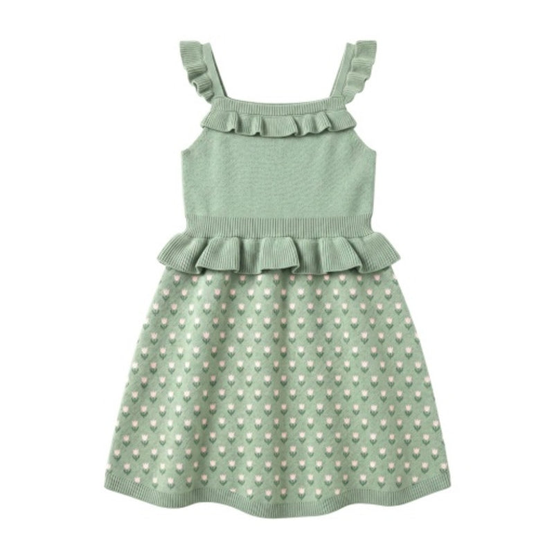 Hope & Henry - Girls Organic Ruffle Edge Peplum Sweater Dress