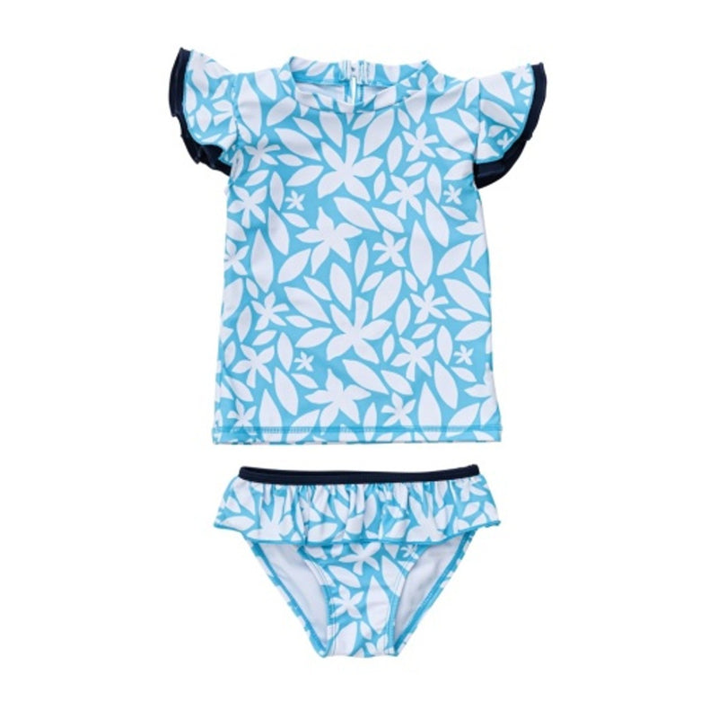 Snapper Rock - Kids Aqua Bloom Sustainable Short Sleeve Ruffle Set