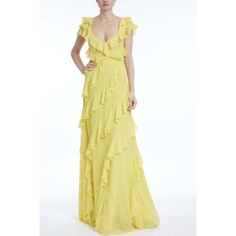 Badgley Mischka - Womens Allvr Ruffle Gown