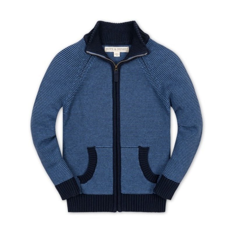 Hope & Henry - Boys Organic Full Zip Mock Neck Sweater