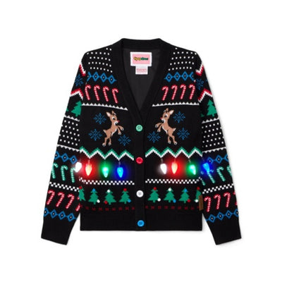 Tipsy Elves - Womens Fair Isle Rudolph Light Up Cardigan