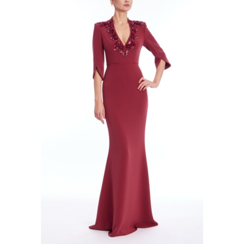 Badgley Mischka - Womens Emb V Nk Gwn