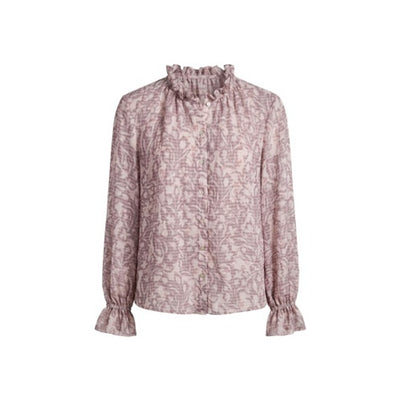 Liverpool Los Angeles - Womens Long Sleeve Woven Blouse with Neck Ruffle