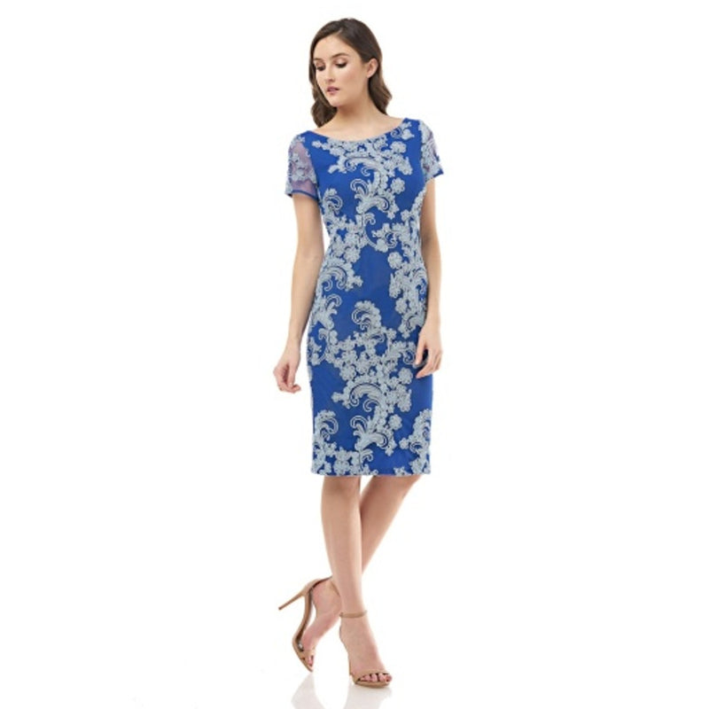 JS Collections - Womens Embroidered Ss Shift Dress