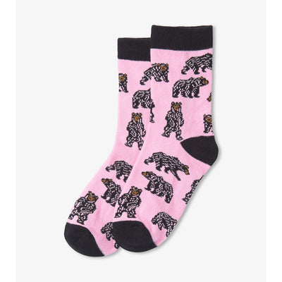 Little Blue House - Pink Wild Bears Kids Crew Socks