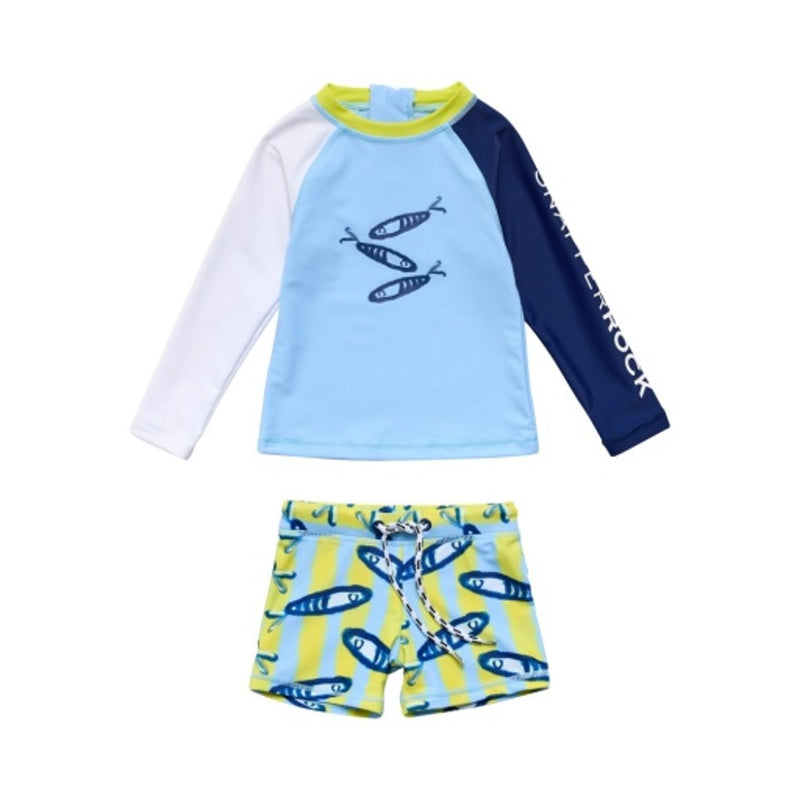 Snapper Rock - Boys Sardine Sunstripe Long Sleeve Set