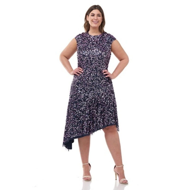 JS Collections - Womens Sequin Asymmetric Cocktail Drs