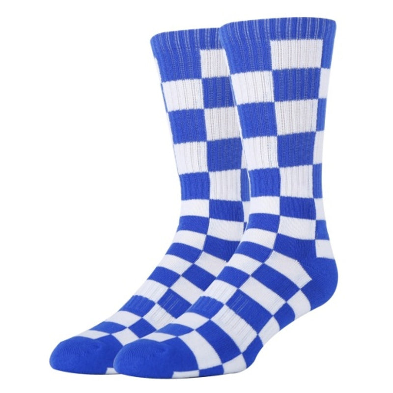 Oooh Yeah - Mens Checker Royal Men's Athletic Crew Socks