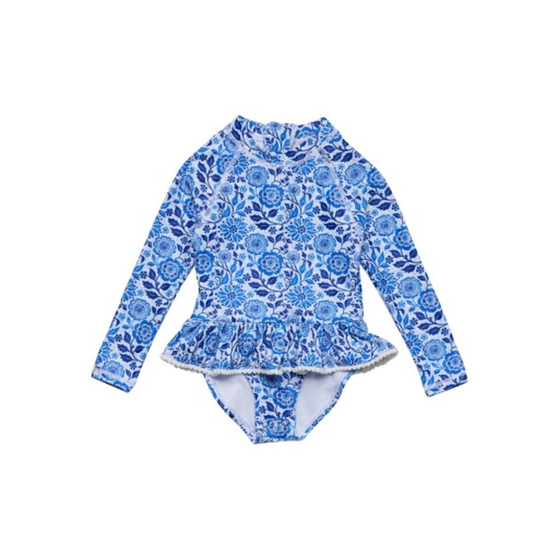 Snapper Rock - Girls Bluebell Blooms Skirt Surf Suit