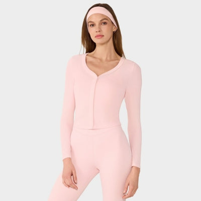 Thirty Three Threads - Unisex Fitted Rib Cardigan Ballet Pink
