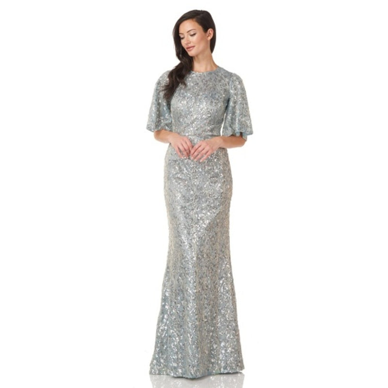 JS Collections - Womens Sequin Circular Sleeve Gown