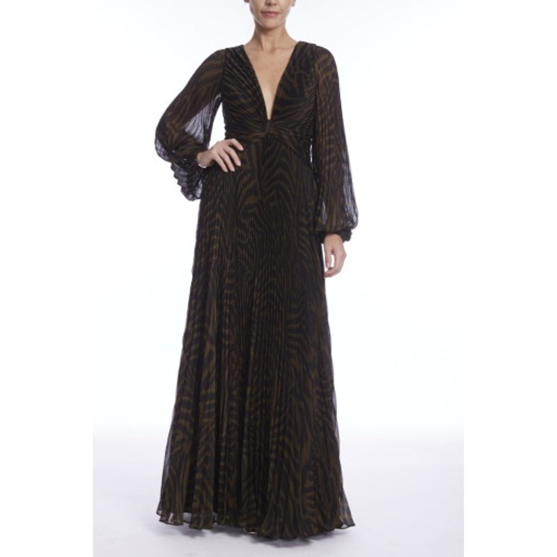 Badgley Mischka - Womens Pltd Lng Slv Gown