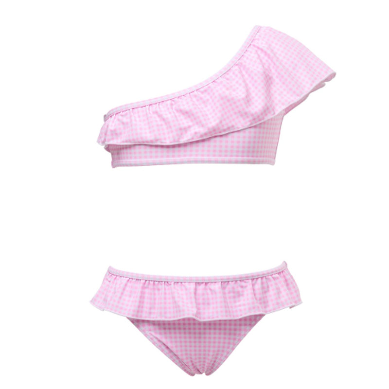 Snapper Rock - Girls Pink Gingham Off Shoulder Biki
