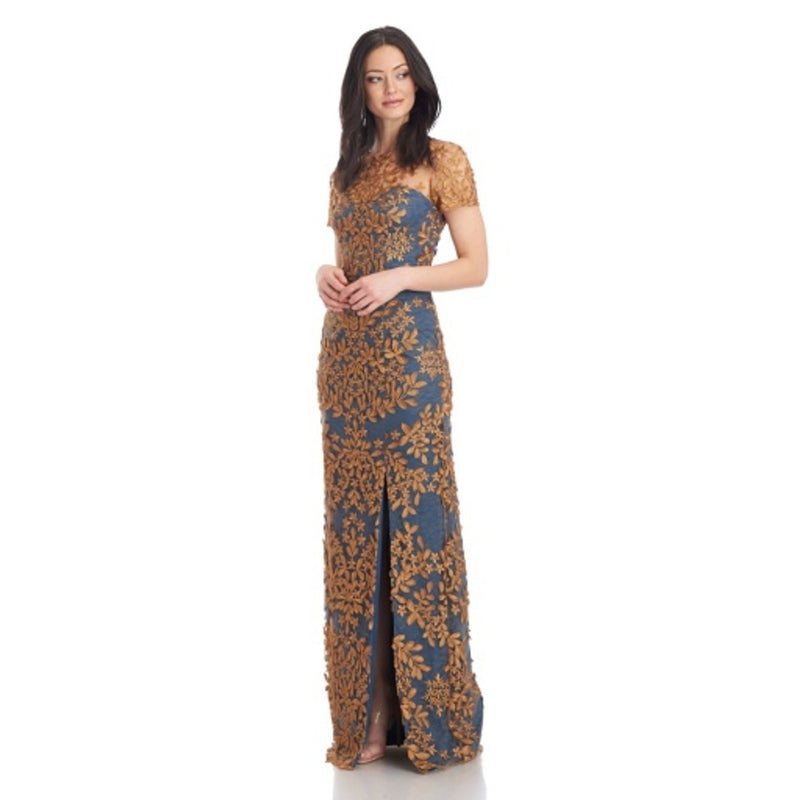 JS Collections - Womens Nora Jewel Neck Column Gown