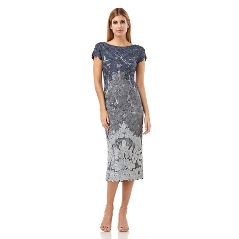 JS Collections - Womens Two-Tone Soutache Midi - Navy Cloud Ombre
