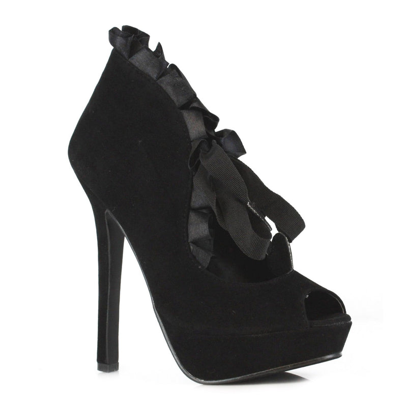 Ellie Shoes - 5" Bootie W/Satin Ruffleand Tie