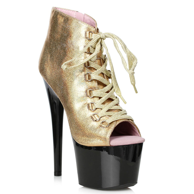 Ellie Shoes - 7" Peeptoe Shimmer Bootie