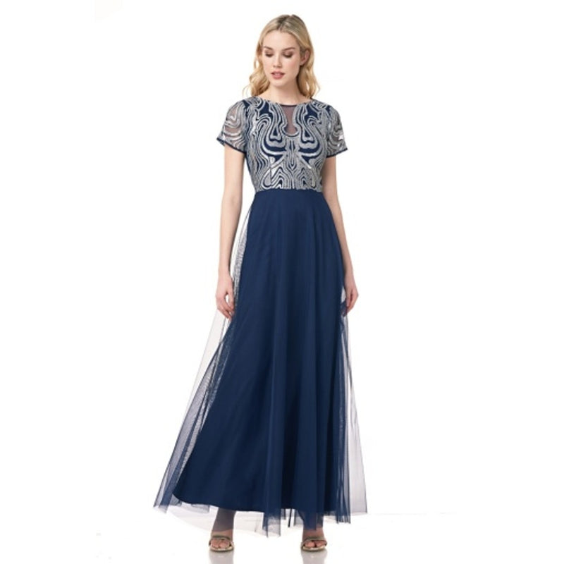 JS Collections - Womens Beaded Gown with Circle Skirt