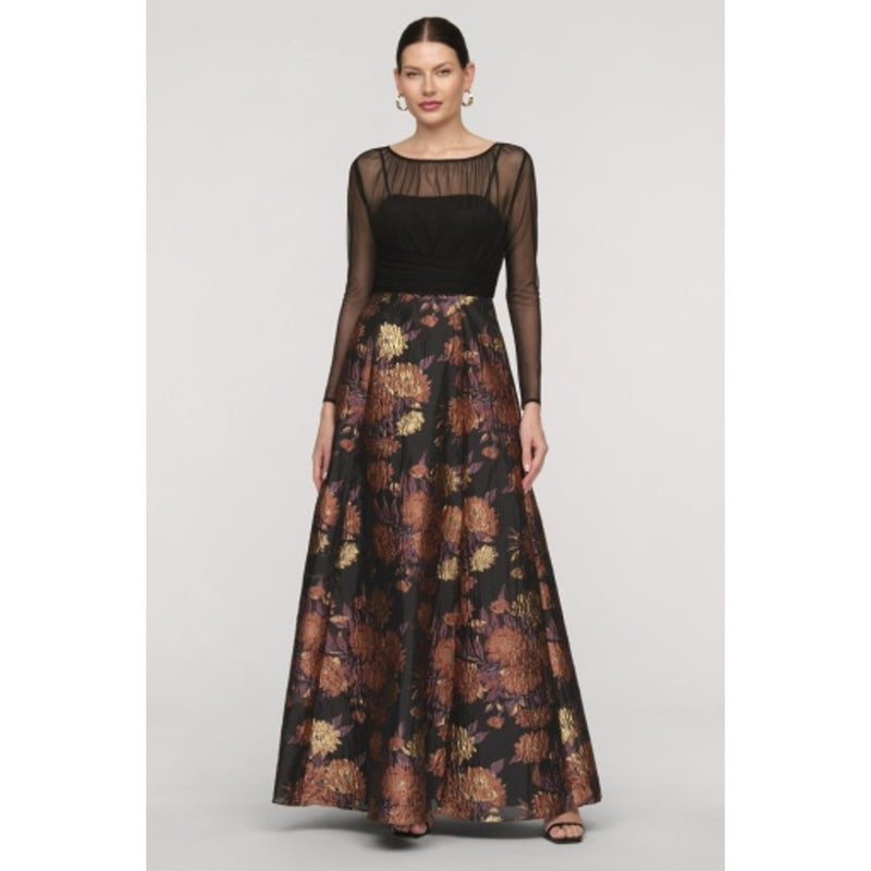 JS Collections - Womens Yuna Mixed Media Gown