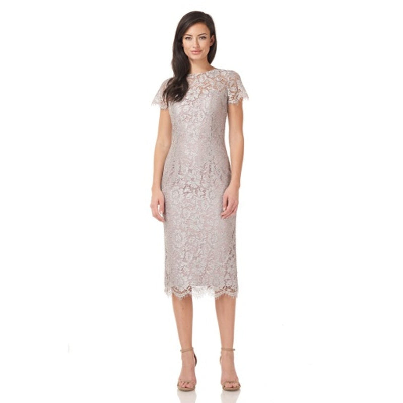 JS Collections - Womens Metallic Lace Cocktail Dress