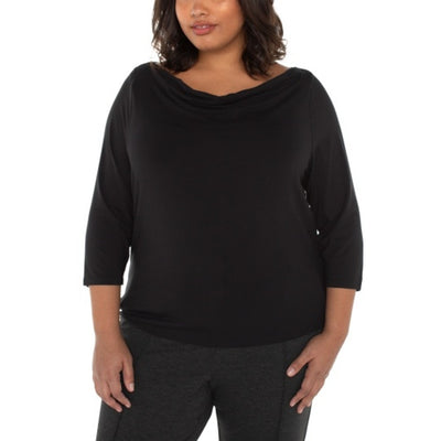 Liverpool Los Angeles - Womens 3/4 Slv Draped Neck Knit Top