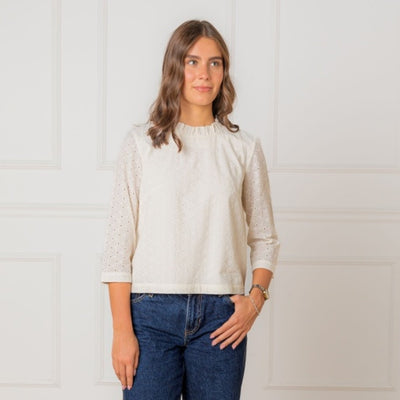 Hope & Henry - Womens Organic Ruffle Neck Top