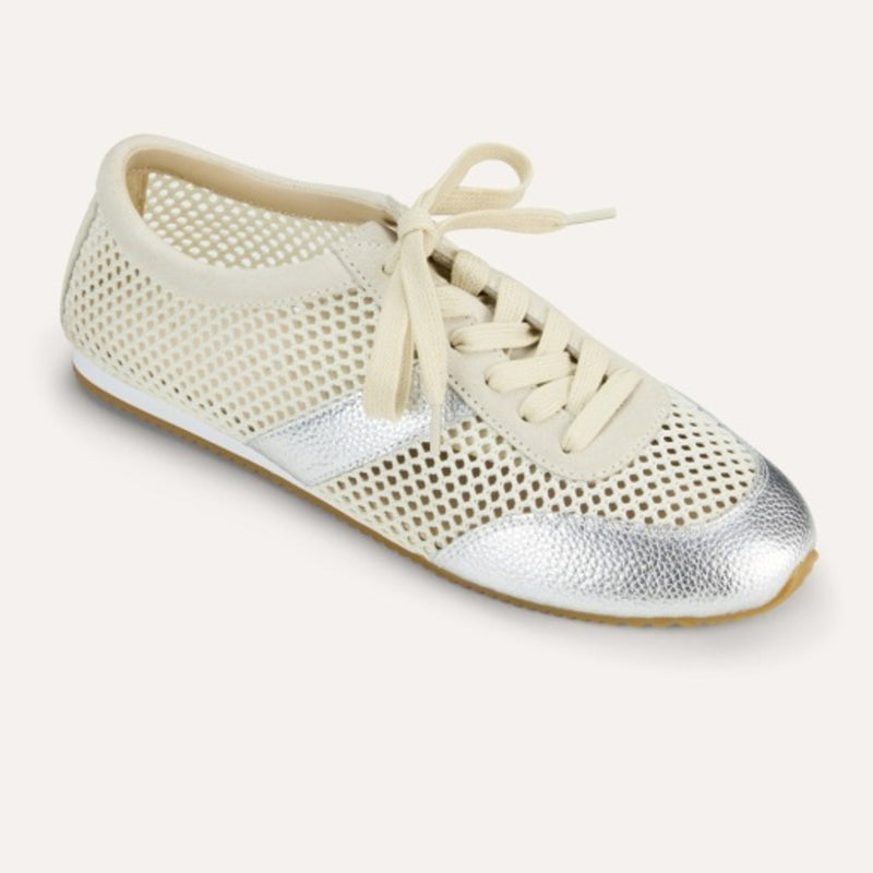 Yosi Samra - Womens Kiah in Cream Mesh/Silver Metallic Mesh Casual Sneaker