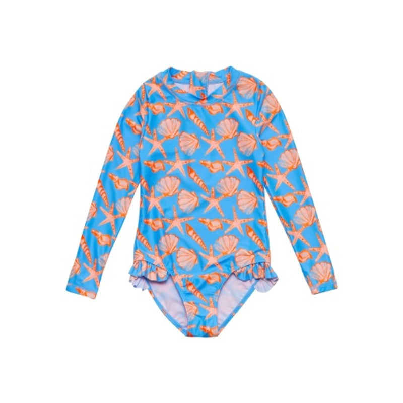 Snapper Rock - Girls Coral Cabana Leg Frill Surf Suit