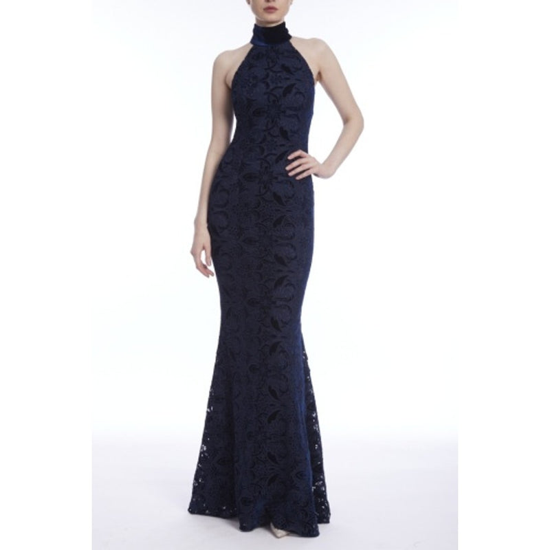 Badgley Mischka - Womens Velvet Lace Mock Nk