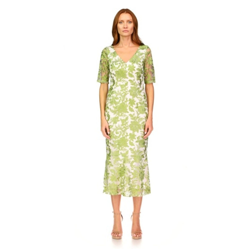 JS Collections - Womens V-Neck Flounce Dress