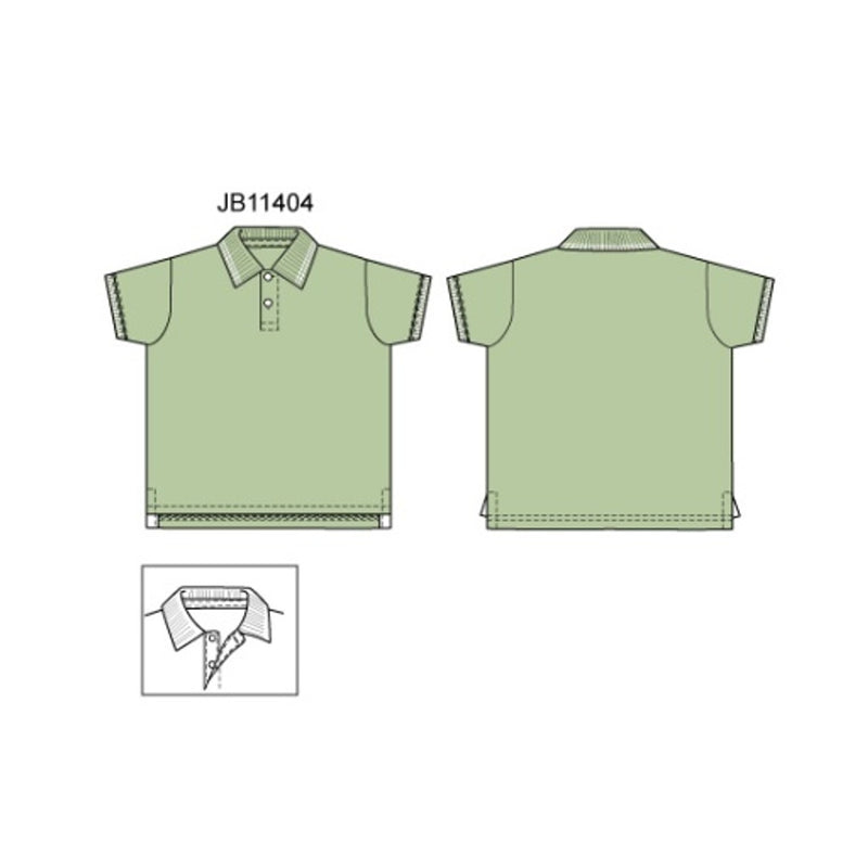 Janie and Jack - Boys K Es Short Sleeve Green Tipped Pique Polo E1
