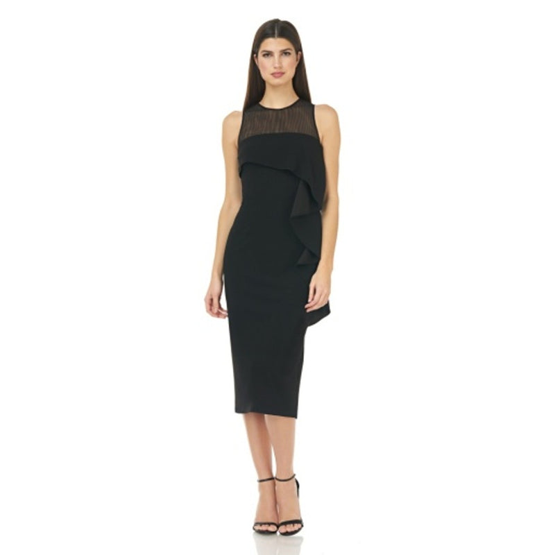 JS Collections - Womens Asymm Draped Ruffle Midi
