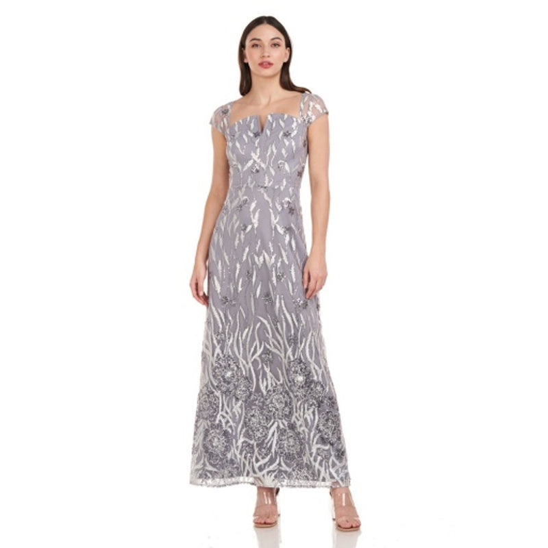 JS Collections - Womens Luna Border Aline Ankle Gown
