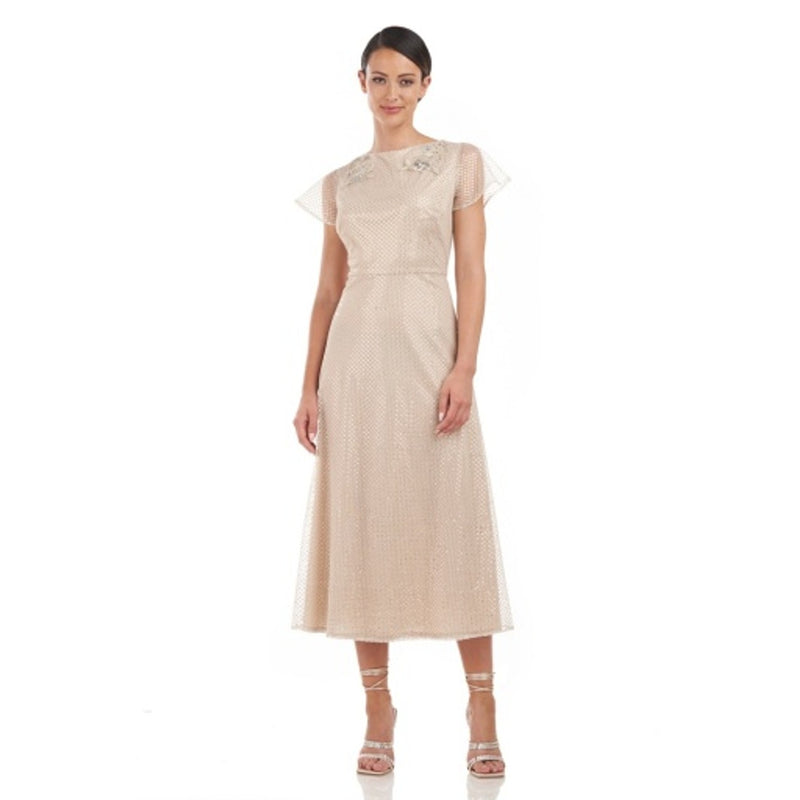 JS Collections - Womens Emory a-Line Tea Length Dress