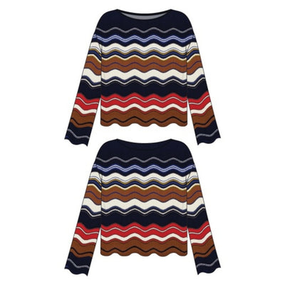 Liverpool Los Angeles - Womens Long Slv Boat Neck Scallop Hem Sweater