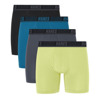 Hanes - Mens Moves Ultimate Men's Anti-Chafe Boxer Brief Underwear Total Support Pouch X-Temp Assorted 4-Pack 6