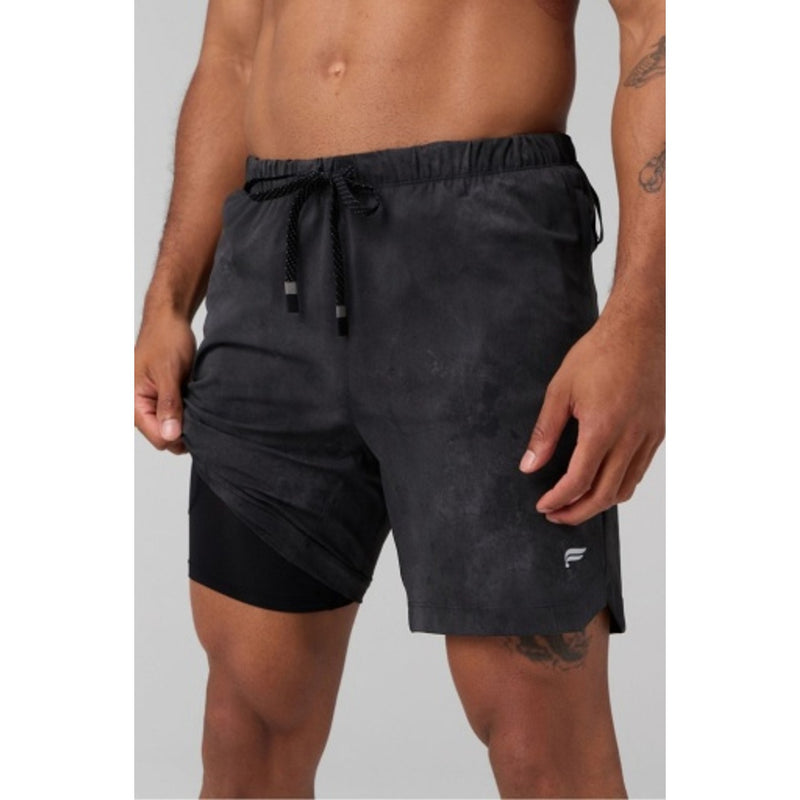Fabletics - Mens the 7" One Short (Lined) - Black Moonwash