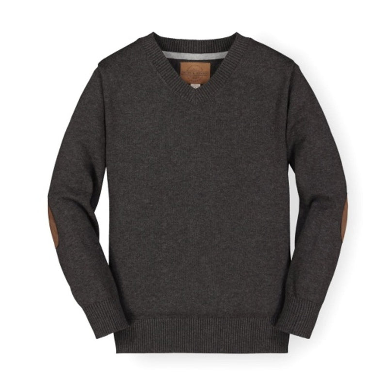 Hope & Henry - Boys Organic V-Neck Sweater with Elbow Patches