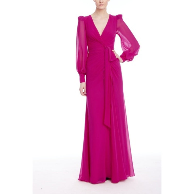 Badgley Mischka - Womens Long Sleeve Faux Wrap
