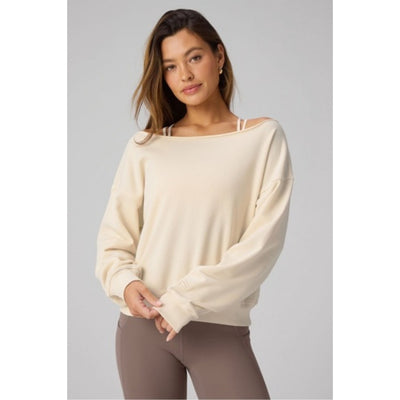 Fabletics - Womens Year Round Terry Off Shoulder Sweatshirt
