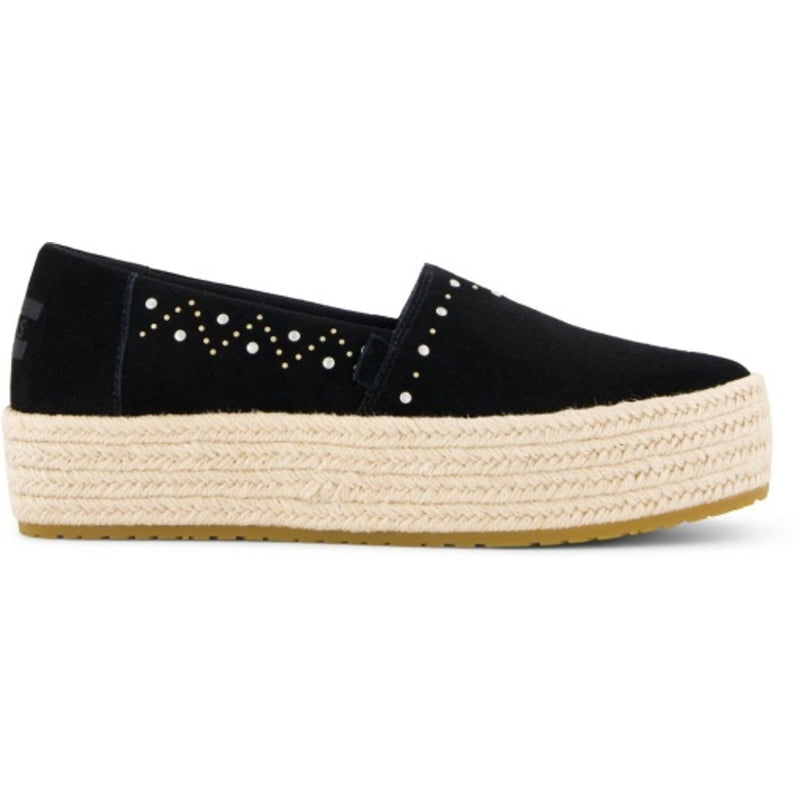 TOMS - Womens Valencia Espadrille - Black Suede/Studs
