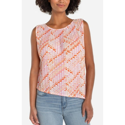 Liverpool Los Angeles - Womens Sleeveless Crew Neck Asym Hem Knit Top