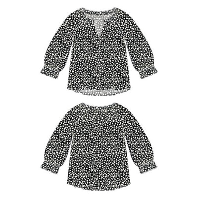 Liverpool Los Angeles - Womens 3/4 Slv Bttn Frnt Woven Top Wruffle Details