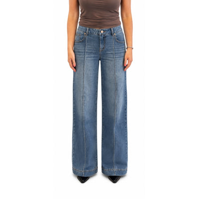 1822 Denim - Womens 28" Petite Pintuck Wide Leg Jean