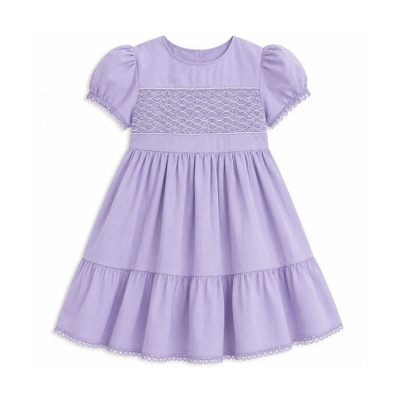 Hope & Henry - Girls Organic Puff Sleeve Smocked Flounce Dress