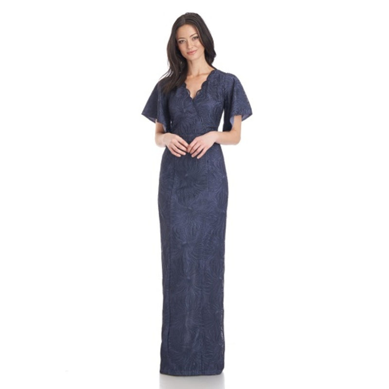 JS Collections - Womens Drina V-Neck Column Gown