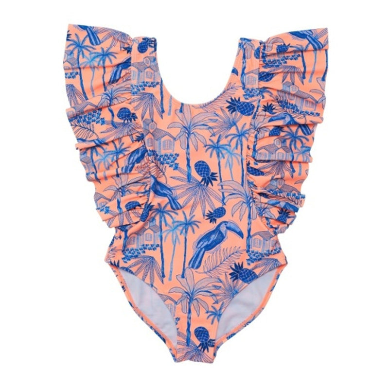 Snapper Rock - Girls Tropicana Vacay Sustainable Wide Frill Swimsuit